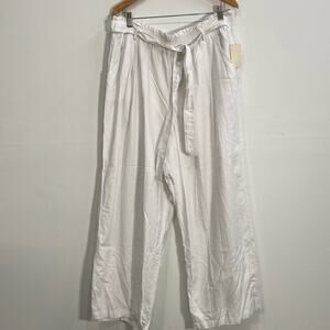 Nurture by Westbound 1Xs Pants Linen Rayon White